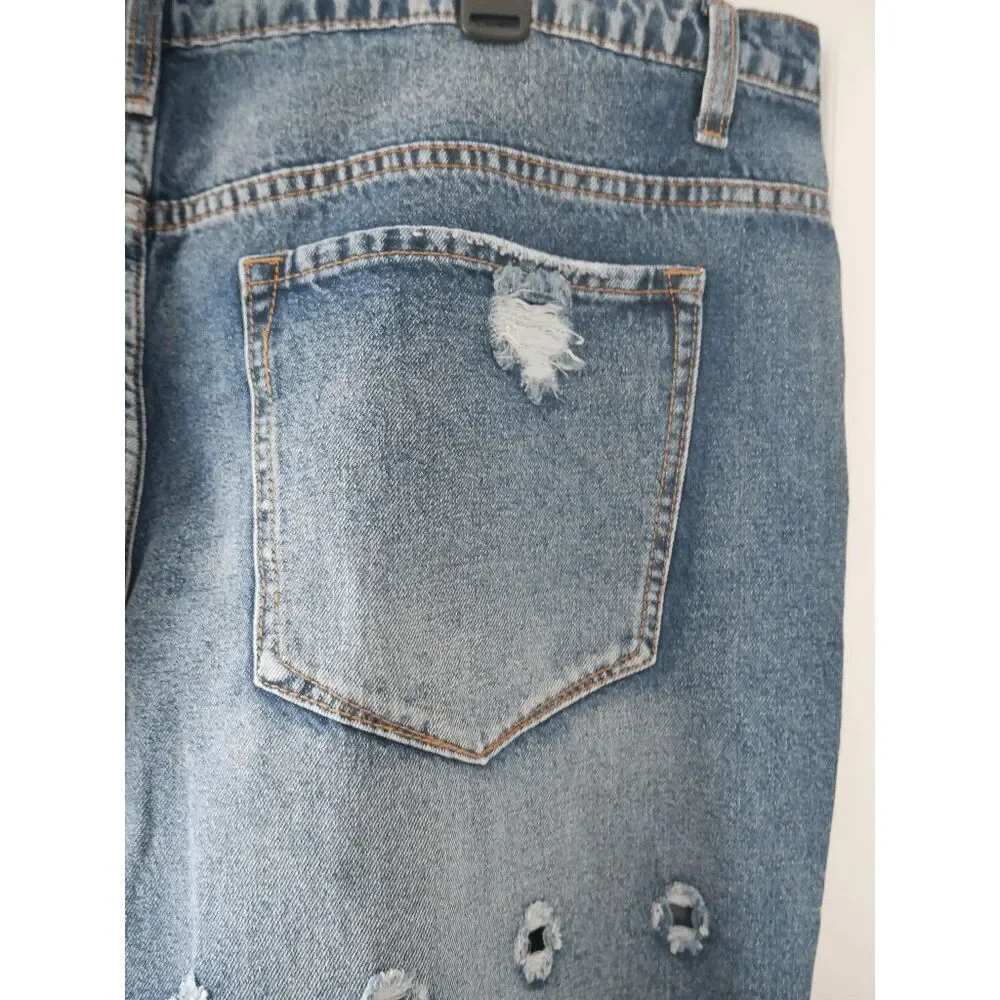 Blue Turtle Shockwave Distressed Mom Jeans Mid Rise Straight 4X